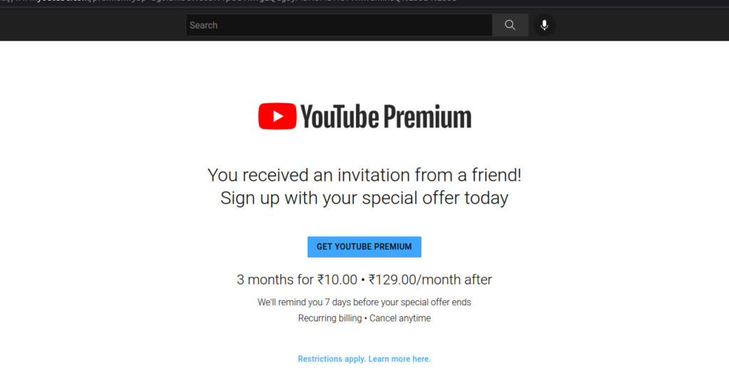 How to Buy YouTube Premium for Rs 10 for 3 Months?